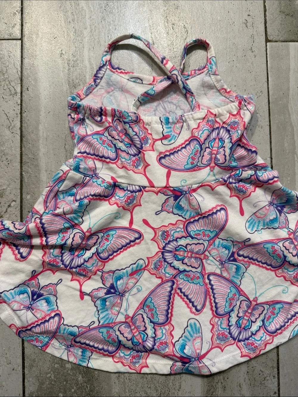 Girls Pink & Blue Butterfly Swing Dress - Picture 7 of 7